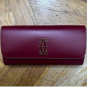 Cartier Deep Red Clutch with Iconic Logo
